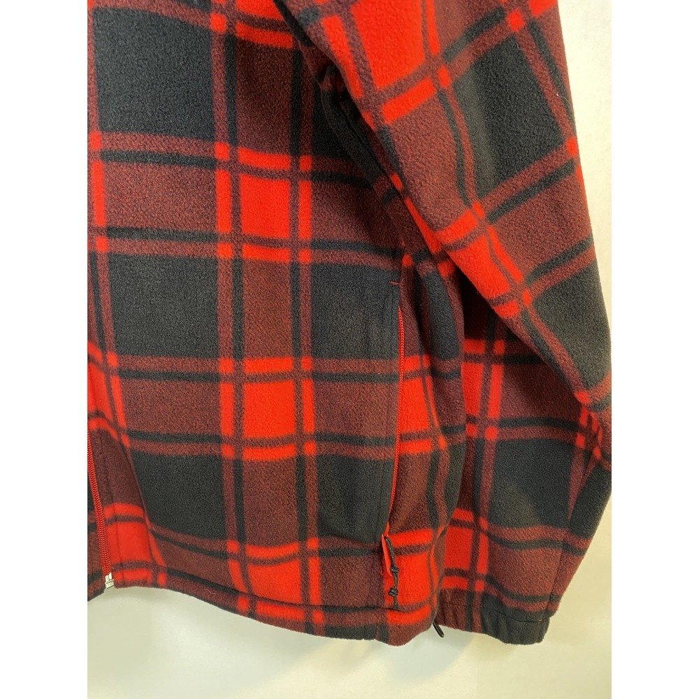 Columbia Fleece Mens Large Red Black Buffalo Plaid Full Zip - Picture 4 of 5